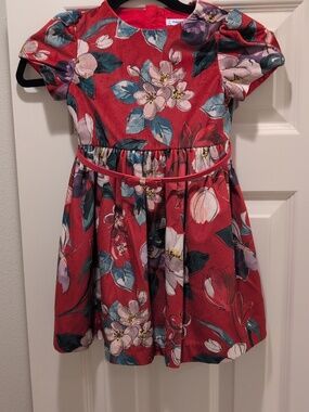 Kids Mayoral Floral Velvet Dress in Red Size 6 Yrs